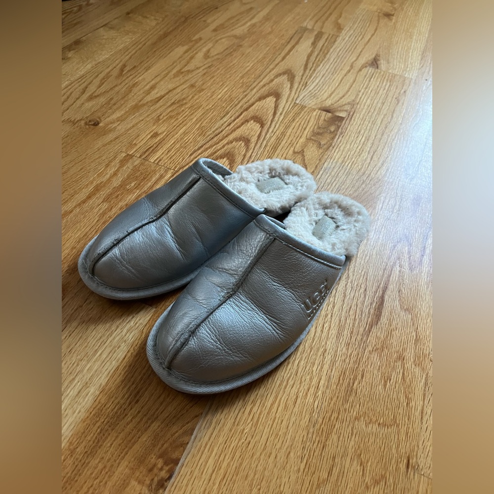 Silver Ugg Slippers US women’s size 10
